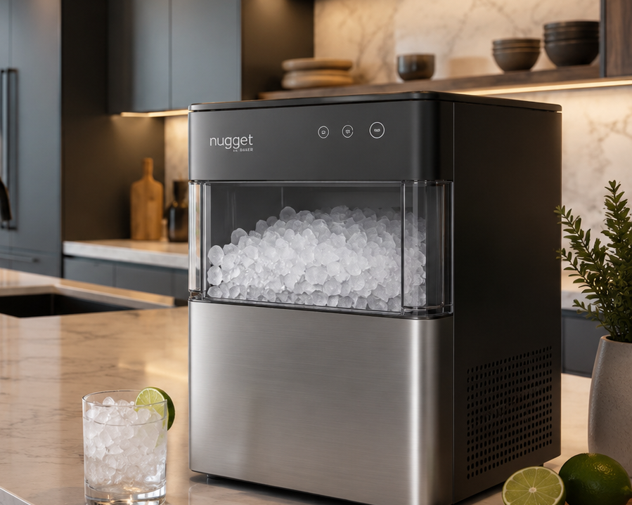 Nugget Ice maker with fresh nugget ice.